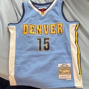 Mitchell & Ness Light Blue Denver Nuggets Jokic Kids Size 8 Jersey NWOT